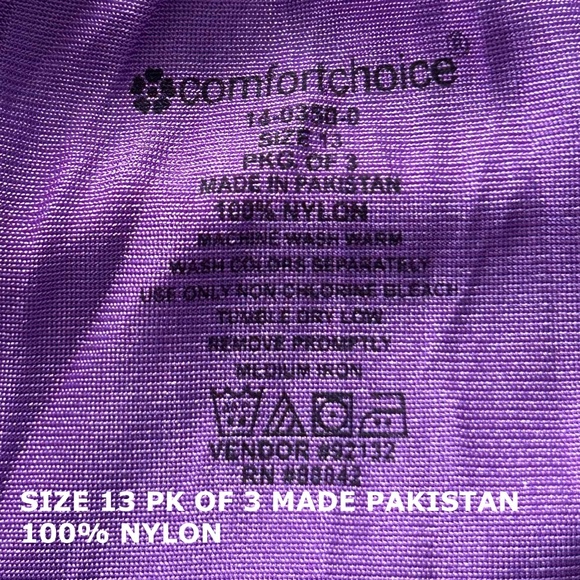 3 BOXER BRIEFS, NYLON, HOT PINK/TURQUOISE/PURPLE, SIZE 13 (Hips 62-64 In.), FULL - Picture 6 of 8